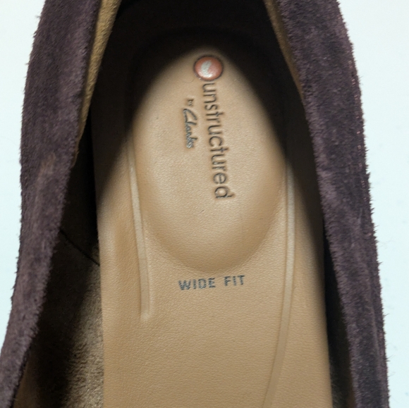 Unstructured By Clark's Purple Suede Penny Loafer Wedge Heel - Picture 3 of 11